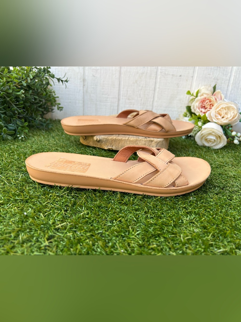 ANTELOPE Alta Woven
Leather Slide Sandal Women's Tan Slide Braided Strap Sz 40 - Picture 8 of 16
